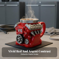 Great Gift Idea V8 Engine Mug Sturdy Construction V6 Engine Mug Decorative Art Piece for Gearheads, Racing Fans, Man Cave, Garage, Workshop