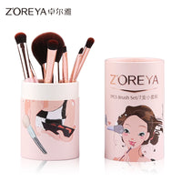 7-Piece Mini Makeup Brush Set with Portable Dustproof Storage Barrel