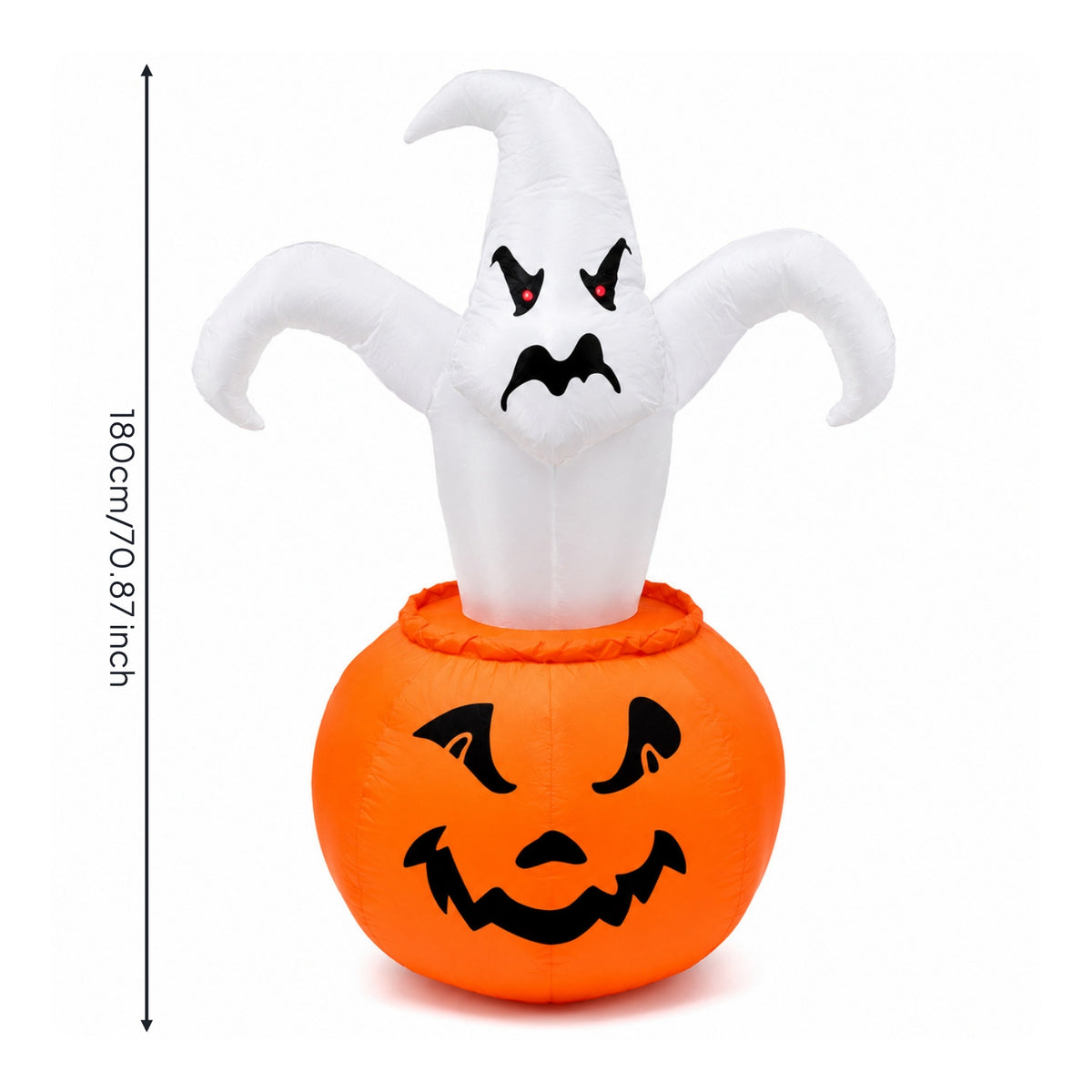 Glowing Ghost Inflatable with Pumpkin Lantern Inflate Inflatable Ghost with Pumpkin LED-Lit Halloween Decoration with Light Festive for Porch