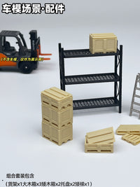 1:64 Warehouse Accessory Set Shelf Miniature Garage Display Scene Model Repair Tool Ladder