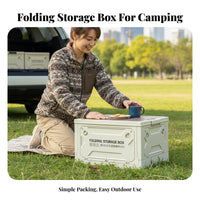 Folding Camp Box with Tabletop Lid Multi-Functional for Campers, Car Owners
