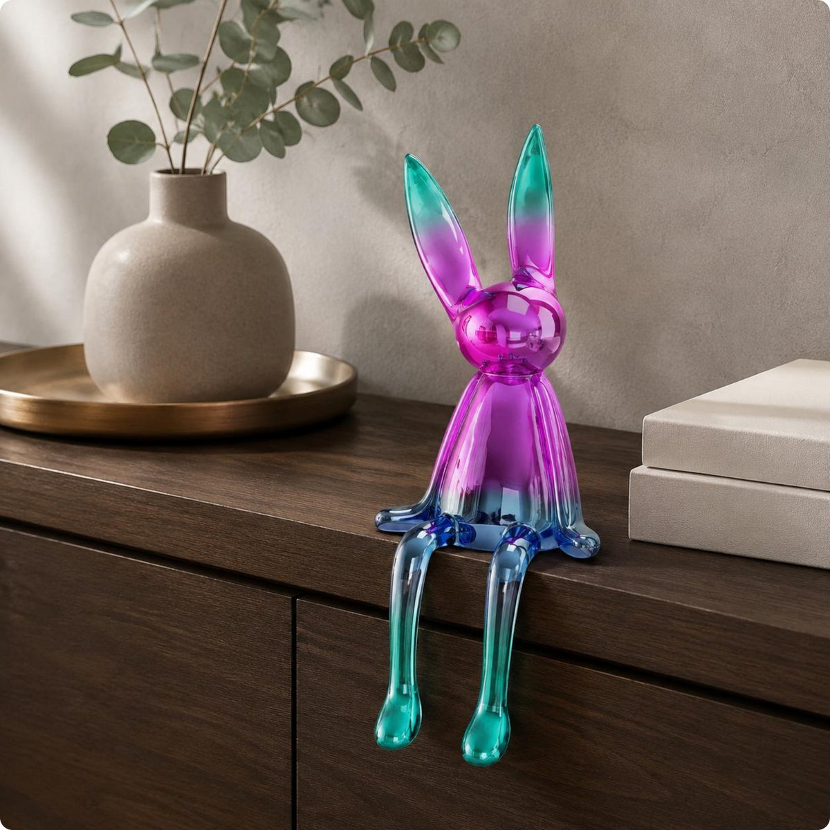 Long-Eared Rabbit Decor Luxury Design Metal Rabbit Statue Modern