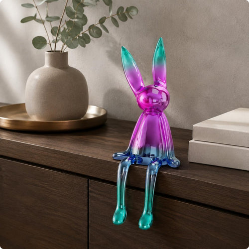 Long-Eared Bunny Decor Luxury Aesthetic Metal Bunny Statue Gift Idea