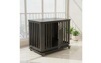 Dog Crate with Wheels Multipurpose Dog Crate with Pull-out Tray Decorative Wooden Kennel for Small Dogs