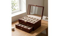 Watch Box with Drawer Glossy Watch Display Case Padded Organizer for Collectors, Dresser, Nightstand, Closet