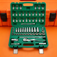 61 Pieces Socket Tool Kit with Carrying Case Automotive Drive Socket Set with Ratchet Professional Mechanics Tool Set for Garage, Roadside Maintenance