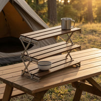 3-Tier Desktop Rack Tabletop Foldable Shelf with Metal Frame Space-Saving