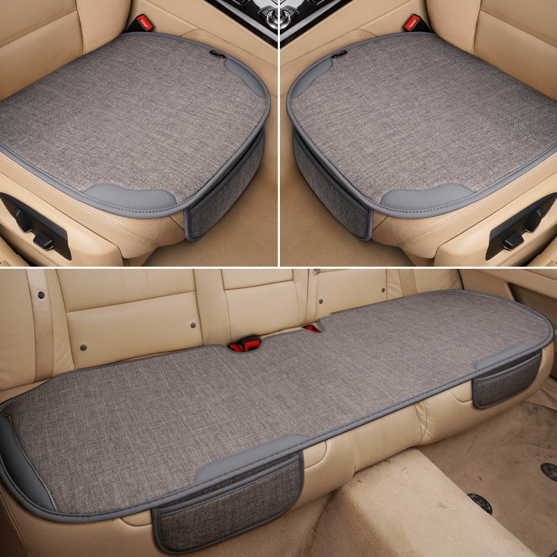 I&P Linen Car Seat Cushion Set - All-Season, 3-Piece