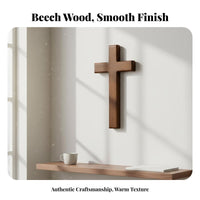 Beech Wood Cross Ornament Minimalist Design Wooden Cross Home Decor for Office, Prayer Room