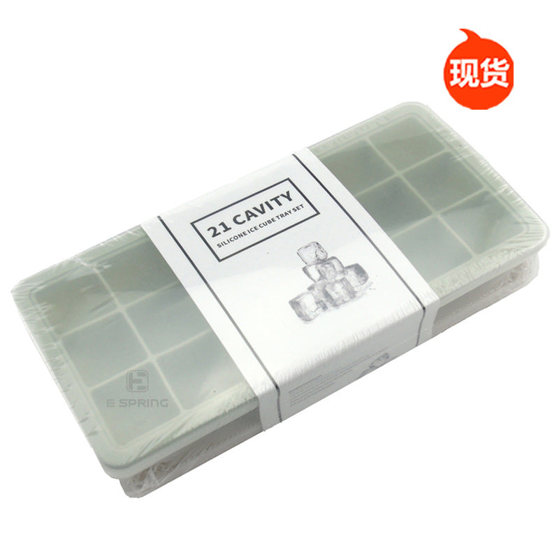 21-Compartment Silicone Ice Cube Tray with Lid for Baby Food Storage and Freezing