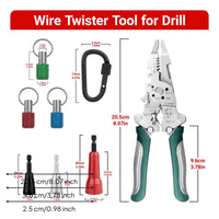 8 Pieces Drill-Compatible Wire Stripper with Twisting Attachments Multi-Functional Wire Stripping and Twisting Kit Wear-Resistant Efficient for Electricians, DIYers, Electrical Wiring, Home Improvement, Automotive Repair