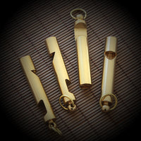 Brass Whistle Bottle Opener Keychain for Outdoor Survival and Everyday Carry