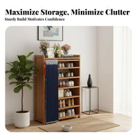 Shoe Shelf with Dust Curtain Space-Saving Multi-Tier Shoe Rack Dustproof Entryway Furniture for Students, Apartment Dwellers, Hallway, Bedroom, Closet