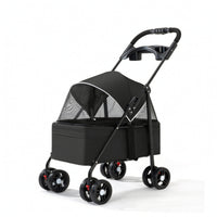 Folding Pet Stroller with Tray Breathable Dog Pram Compact for Small Dogs, Cats