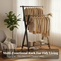 Foldable Single-Rail Clothes Stand Floor-Standing Clothing Rack foldable Simple Design for Homeowners, Dorm Room, Entrymanner