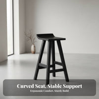 Round Top Counter Stool Minimalist Look Bar Seating Built-in Footrest for Cafe