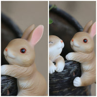 Flower Pot Hugger Figurine Resin Rabbit Pot Hanger Lightweight for Indoor Plants