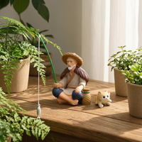 Chinese Style Fishing Old Man Micro Landscape Ornament for Fish Tank and Garden Decor