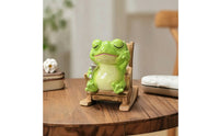 Frog Planter with Chair Resin Frog Planter Glossy for Desk, Shelf, Plant Lovers
