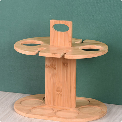 Bamboo Bottle and Glass Rack Finish Hanging Grape Rack Elegant Drink Storage