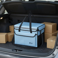 Large Insulated Food Delivery Bag Multiple Compartments Stackable Food Transport Box Foldable Insulated Grocery Bag for Car Trunk