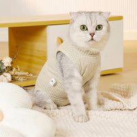 Cat Recovery Suit with Adjustable Neck, Full Body Sleeveless Post-Surgery Style, Fastener Closure for Recovery and Anti-Licking, All Seasons