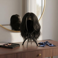 Easy Assembly Plastic Hairpiece Stand Stable Portable Hairpiece Head Stand Weighted Base Dome Top Hat Holder for Barbers, Hairstylists, Salon, Home