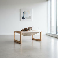 Elevated Cat Lounger Breathable Material Wooden Frame Pet Bed for Cats