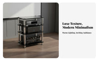 High-Fidelity Amplifier Stand Stainless Steel Columns Annealed Glass Stereo Cabinet High Load Capacity Shock-Absorbing Component Rack for Audiophiles
