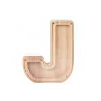 Wooden Letter Piggy Bank Decorative Alphabet Currency Box Natural Wood