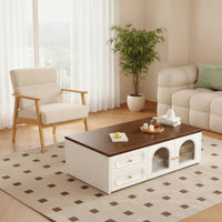 Storage Cabinet with Drawers Modern Storage Cabinet Wood-Grain Coffee Table with Drawers for Apartment Dwellers, Living Room, Small Areas