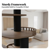 Multi-Level Cat Tree Walnut Color Finish Multi-Level Cat Tower with Condo Multiple Resting Spots Feline Activity Center for Play Area, Indoor, Bedroom