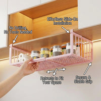 Cabinet and Cupboard Metal Hanging Rack for Kitchen Storage, Adjustable Shelf Organizer with Under Paper Towel Holder