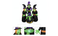 Outdoor Three Witches Around Bubbling Pot Inflatable Inflate Three-Witch Inflatable Lighted Halloween Decoration Built-in LED for Yard, Lawn, Garden