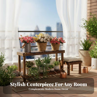 3-Tier Plant Shelf Freestanding 3-Tier Long Bench Space-Saving for Living Room