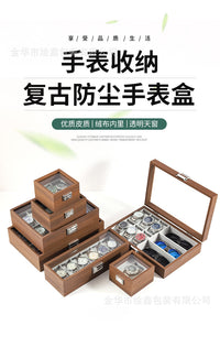 Walnut Wood Watch Storage Gift Box with Display Case