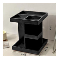 Tiered Rotating Cosmetic Organizer 360-Degree Rotating Makeup Organizer Easy Access Natural Finish for Women, Bathroom Counter