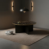 Round Coffee Table Minimalist Design Modern Circular Table Rounded Edges Home Furniture for Small Areas, Bedroom, Living Room