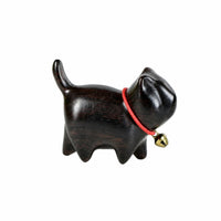 Tea Pet Mini Desktop Ornament Carved Cat Wooden Cat Ornament Polished for Collectors, Desk, Bookshelf