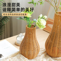 中式手工编织桌面插花瓶仿真装饰花器插花篮禅意鲜花花瓶套