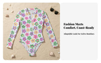 Long Sleeve Swimsuit Form-Fitting Fit women's Wave Ing Suit Sun Protection Bathing Suit Quick-Dry Material Zip Front Wave Suit
