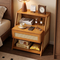 Vintage Style Solid Wood Nightstand with Storage for Bedroom