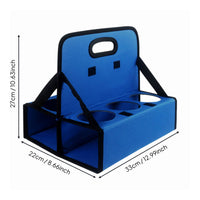 6 Cup Beverage Carrier Sturdy Base Foldable Drink Tote Reusable Cup Holder for Parties, Food Delivery, Outdoor Events
