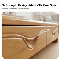 Solid Wood TV Cabinet Minimalist Design Extendable TV Stand Sturdy Build Rubberwood Media Cabinet for Homeowners, Apartment Dwellers, Bedroom, Home