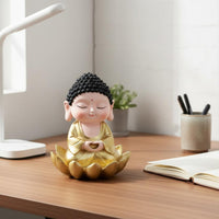 Gold Buddha Statue Polyresin Buddha Lotus Figurine for Courtyard, Patio