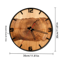 Wood Wall Timepiece Raised Numerals Round Wall Timepiece Black Frame
