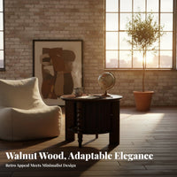 2 Pieces Round Nesting Table Set Dense Wood Wood Construction Tripod Nesting Tables Retro Aesthetic Polished Rounded Edges
