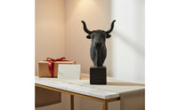 Bull Head Statue Housewarming Gift Bull Head Bust Hand-Painted for Living Room