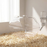 Transparent Hamster Bath and Hamster Sand Bath, Small Reusable Hamster House, Odour Controlling Hamster Toilet with Spoon for Moisture Management