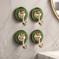 Adhesive Wall Hooks, Heavy Duty Metal Double Hook, No Drill Rustproof Towel Robe Hooks for Kitchen, 6cm Depth